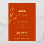Terracotta Monogram Botanisch Minimalistisch Goud Folie Uitnodiging (Voorkant)