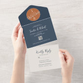 Terracotta Monogram Bruiloft Alles In Een Uitnodig All In One Uitnodiging (Afscheurbaar)