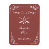 Terracotta Monogram en pijlen Bewaar de datum Magneet (Verticaal)