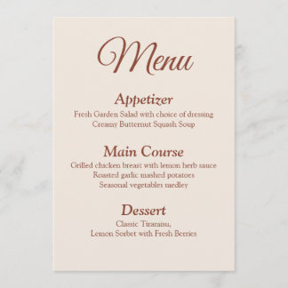 Terracotta Monogram Krans Bruiloft Menu Kaart