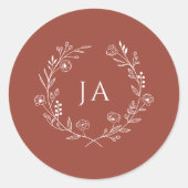 Terracotta Monogram Wedding Ronde Sticker (Voorkant)