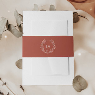 Terracotta Monogram Wedding Uitnodigingen Wikkel