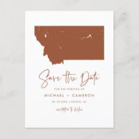 Terracotta Montana Kaart Modern Script Save the Da