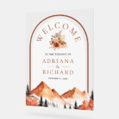 Terracotta Mountain Forest Arch Mariage Bienvenue (Angle)