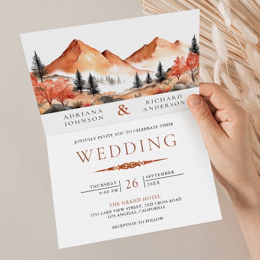 Terracotta Mountain Forest Photo QR Code Wedding