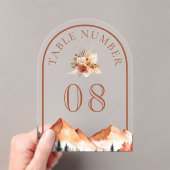 Terracotta Mountain Wedding Acrylic Table Number Acryl Uitnodigingen (Insitu (Draagbaar))