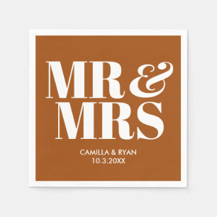 Terracotta Mr & Mrs Gepersonaliseerde bruiloft ser Servet