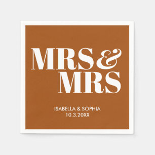 Terracotta Mrs & Mrs Gepersonaliseerde bruiloft se Servet