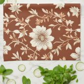 Terracotta Naadloze Boho Bloemenpatroon Theedoek (Gevouwen)