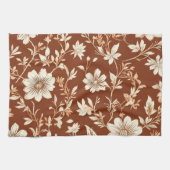 Terracotta Naadloze Boho Bloemenpatroon Theedoek (Horizontaal)