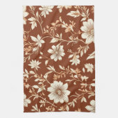 Terracotta Naadloze Boho Bloemenpatroon Theedoek (Verticaal)