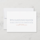 Terracotta Navy Blue Floral Boho Weddenschap Bedankkaart (Achterkant)