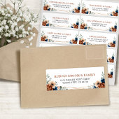 Terracotta Navy Blue Geometric Guest Address Label