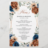 Terracotta Navy Blue Greenery Geometric Menu (Voorkant)