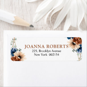 Terracotta Navy Blue Greenery Geometric Wedding Etiket