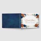 Terracotta Navy Blue Greenery Geometric Wedding Gastenboek (Volledig)