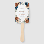 Terracotta Navy Blue Greenery Geometric Wedding Handwaaier (Voorkant)