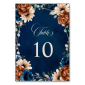 Terracotta Navy Blue Greenery Geometric Wedding Kaart (Voorkant)