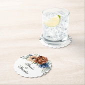 Terracotta Navy Blue Greenery Geometric Wedding Kartonnen Onderzetters (Insitu)