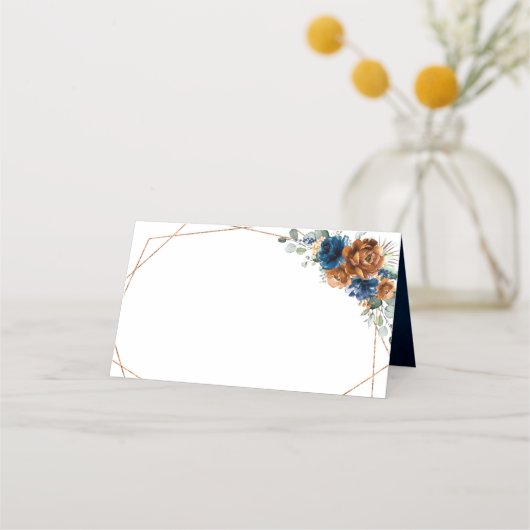 Terracotta Navy Blue Greenery Geometric Wedding Pl (Voorkant)