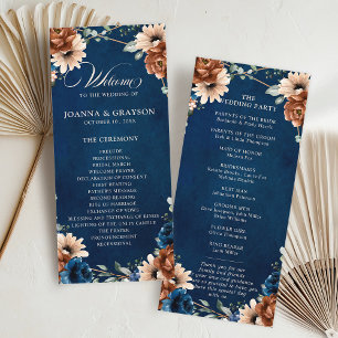 Terracotta Navy Blue Greenery Geometric Wedding Pr Programma