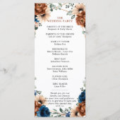 Terracotta Navy Blue Greenery Geometric Wedding Programma (Achterkant)