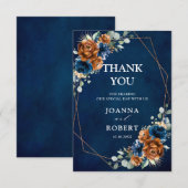 Terracotta Navy Blue Greenery Geometric Wedding Th Bedankkaart (Voorkant / Achterkant)