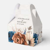 Terracotta Navy Blue Pampas Grass Rustic Wedding Bedankdoosjes (Achterkant)