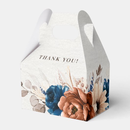 Terracotta Navy Blue Pampas Grass Rustic Wedding Bedankdoosjes (Voorkant Zijde)