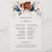 Terracotta Navy Blue Pampas Grass Wedding Programm (Achterkant)