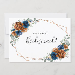 Terracotta Navy Blue zal je zijn mijn Bridesmaid Kaart