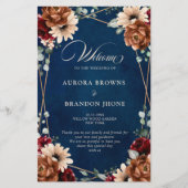 Terracotta Navy Burgundy Geometric Wedding Program (Voorkant)