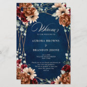 Terracotta Navy Burgundy Geometric Wedding Program (Voorkant / Achterkant)