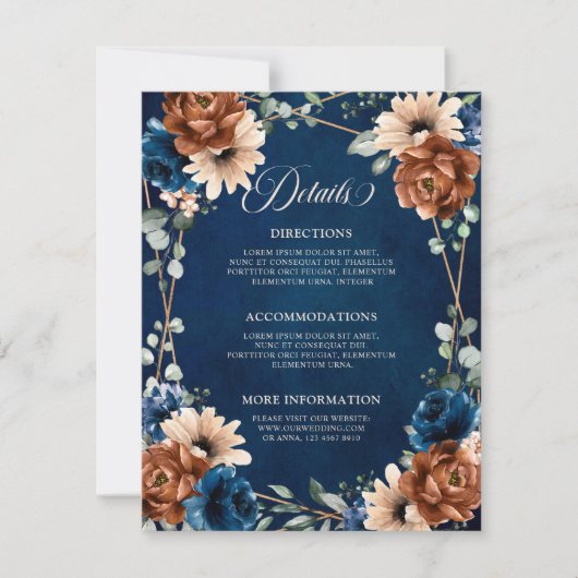 Terracotta Navy Greenery Geometrische Details Kaar Kaart (Voorkant)