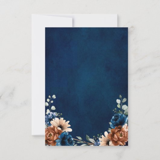 Terracotta Navyblauw Groene Geometrische Trouw RS RSVP Kaartje (Achterkant)