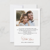 Terracotta Navyblauw Groenery Foto Bruiloft Bedankkaart (Achterkant)