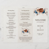 Terracotta Navyblauw Pampasgras Trouwprogramma (Voorkant / Achterkant)