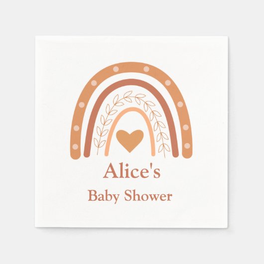 Terracotta Neutraal boho regenboog Baby shower Servet (Voorkant)