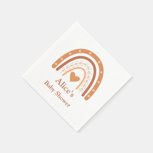 Terracotta Neutraal boho regenboog Baby shower Servet (Hoek)