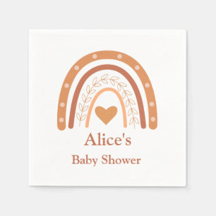 Terracotta neutrale boho regenboog baby shower servet