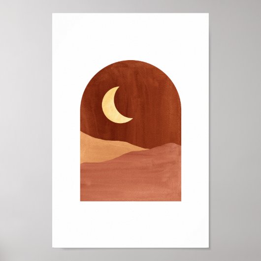 Terracotta night, abstract landschap poster (Voorkant)