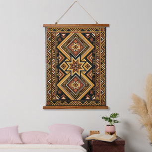 Terracotta Oker Boho Geometrisch Abstract Patroon Hangend Wandkleed