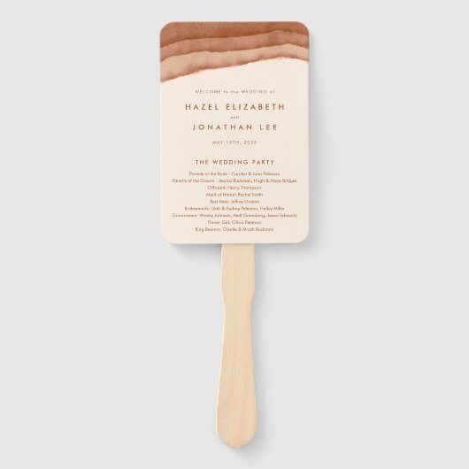 Terracotta Ombre | Minimalistisch Boho-huwelijkspr Handwaaier (Voorkant)