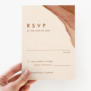 Terracotta Ombre Minimalistisch Boho Wedding RSVP Kaartje