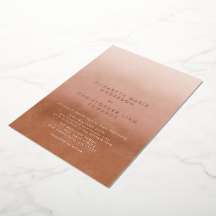 Terracotta Ombre Minimalistische Boho Trouwdag Roz Folie Uitnodiging
