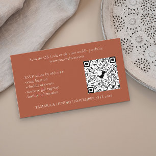 Terracotta Online RSVP QR Code Huwelijk Informatiekaartje