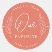 Terracotta Onze favoriete bruiloft gunst Sticker (Voorkant)
