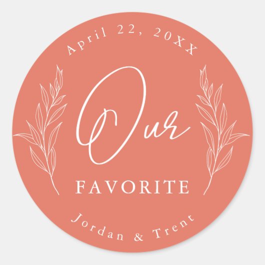 Terracotta Onze favoriete bruiloft gunst Sticker (Voorkant)