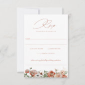 Terracotta Orange Automne Mariage Floral RSVP (Devant)