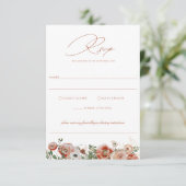 Terracotta Orange Automne Mariage Floral RSVP (Debout devant)